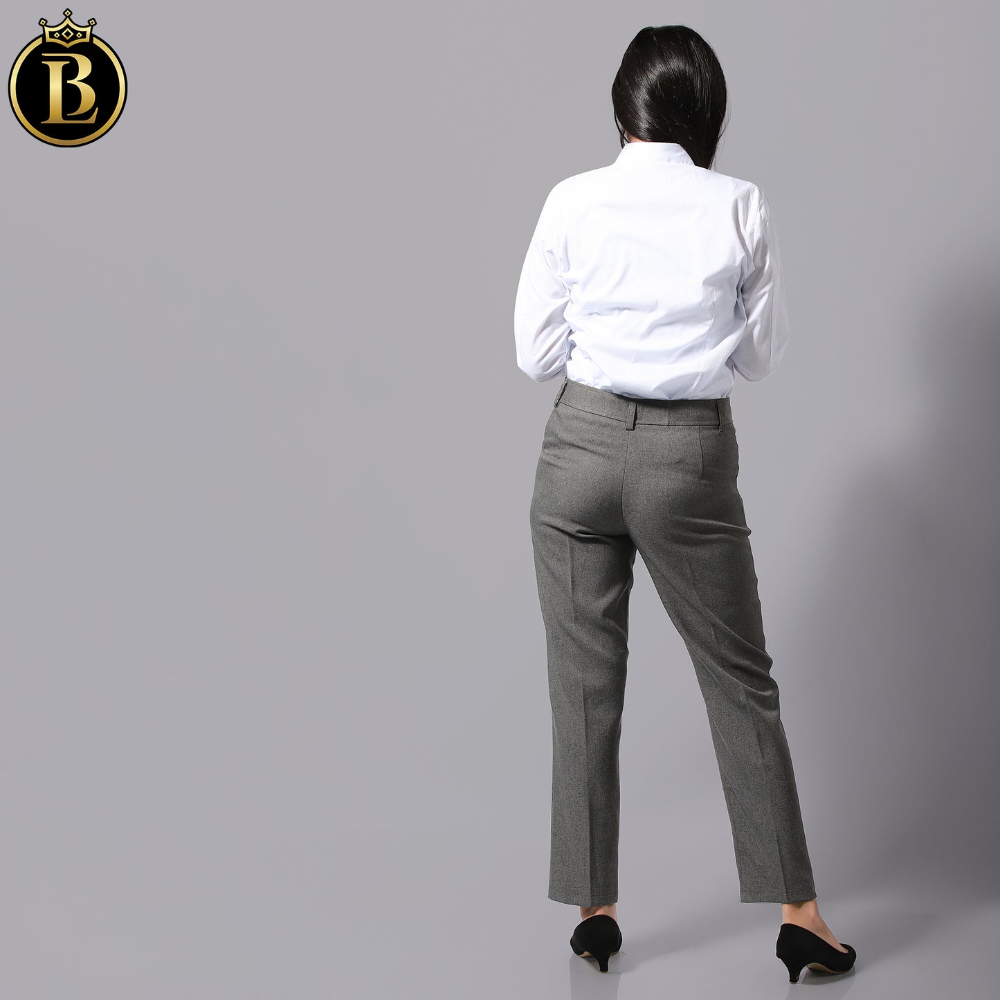 Dark Grey  Slim Fit Cotton Formal Pant