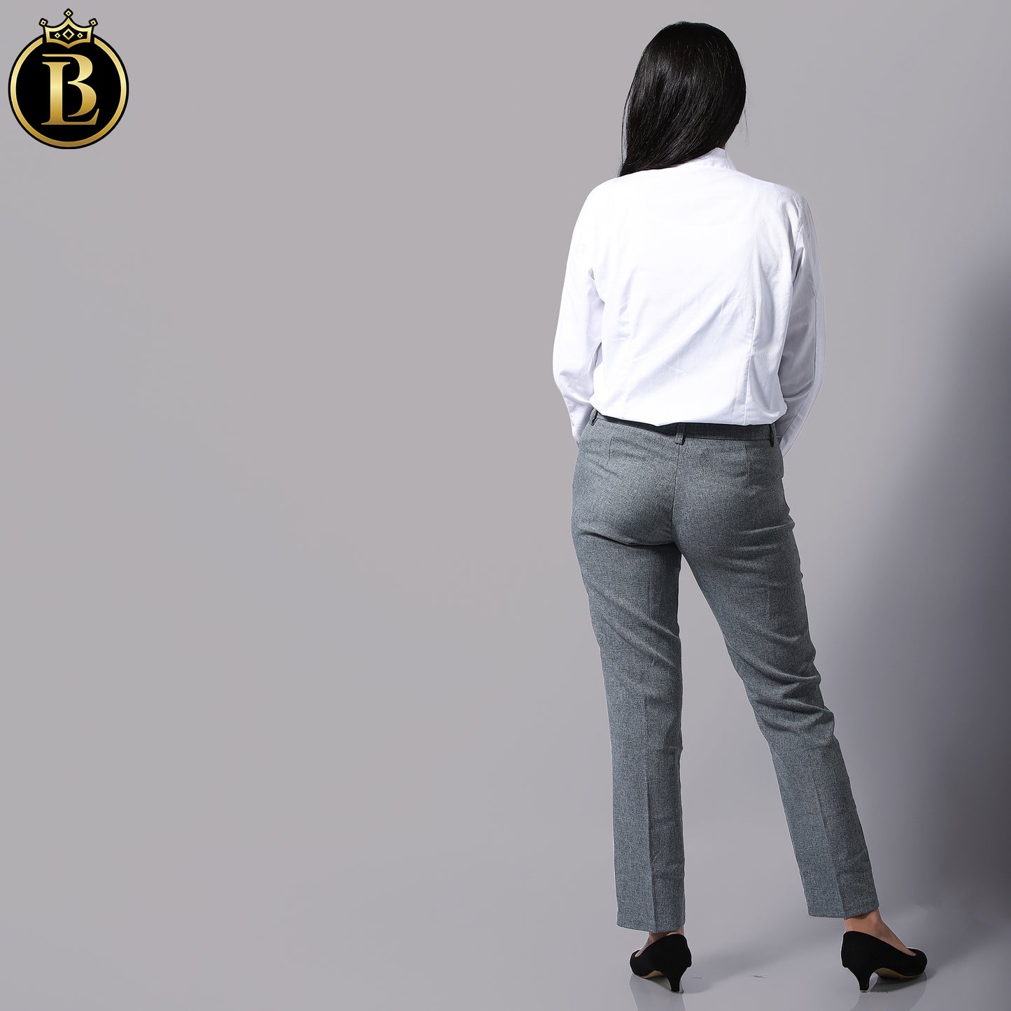 Grey Slim Fit Cotton Formal Pant