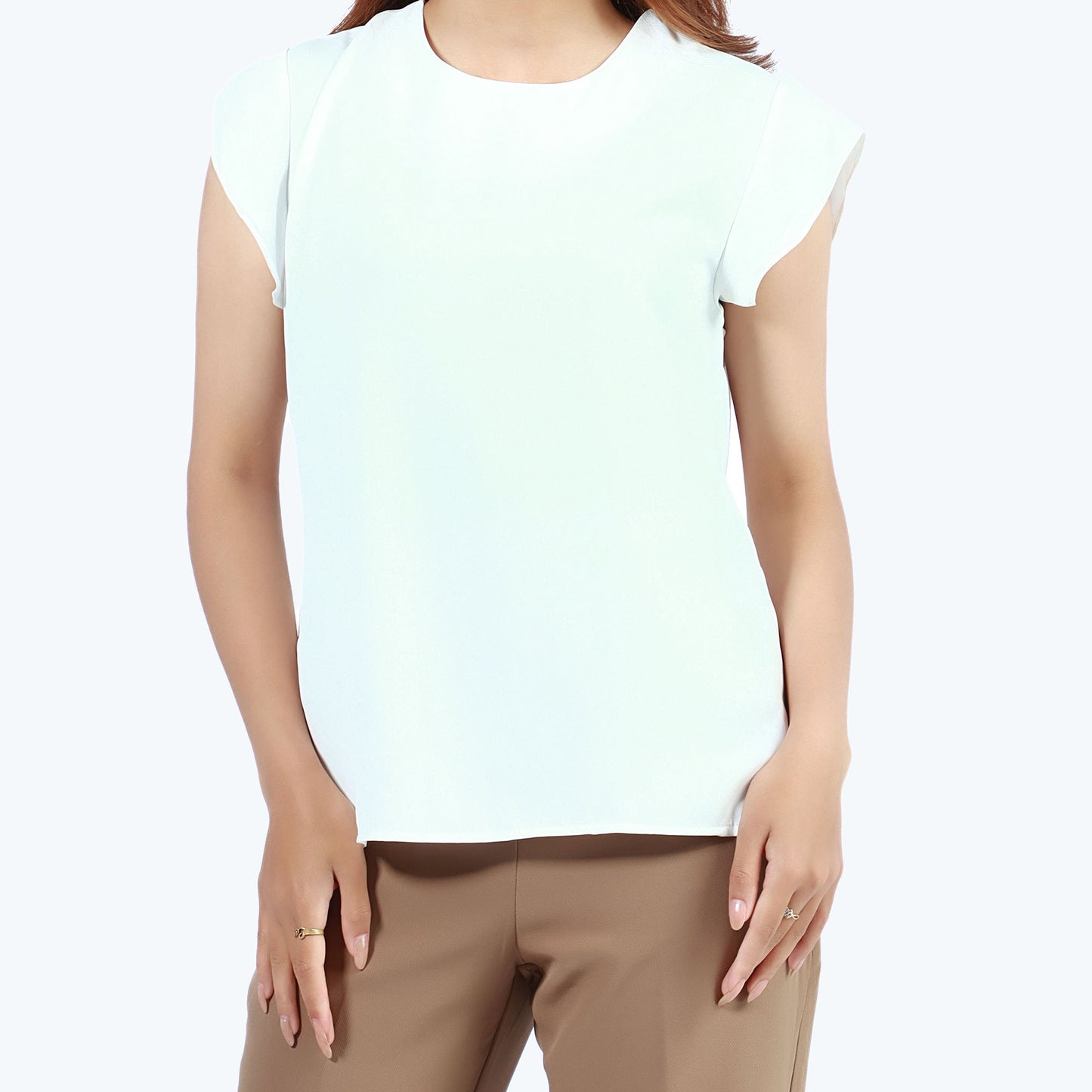 Cap Sleeve Semi Formal Round Neck Tshirt