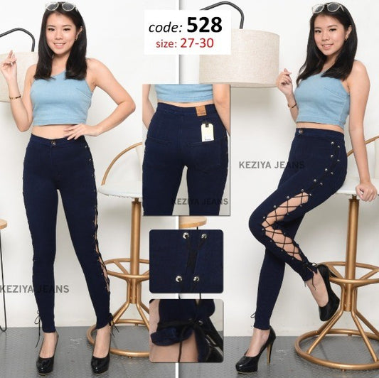 Dark blue Skinny Jeans Pant with lace design
