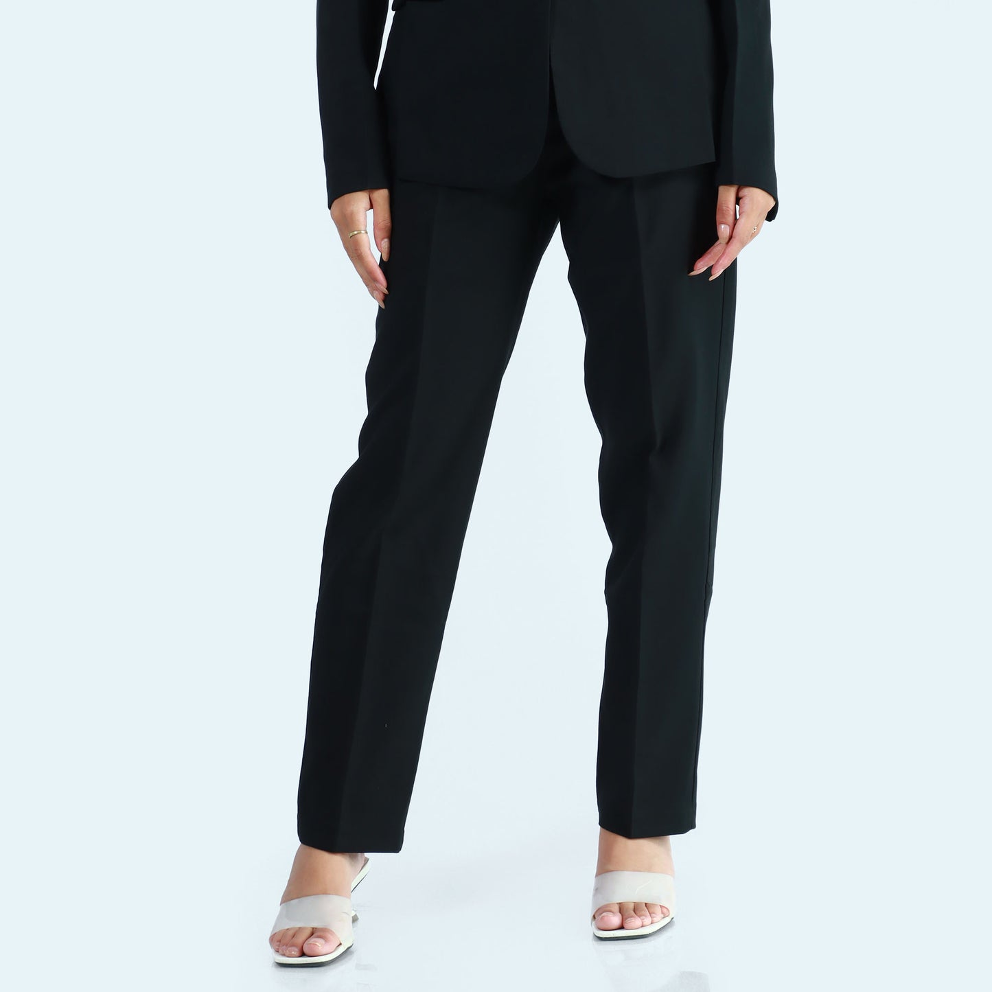 Black Single Button Formal Coat And Pant Set For Women