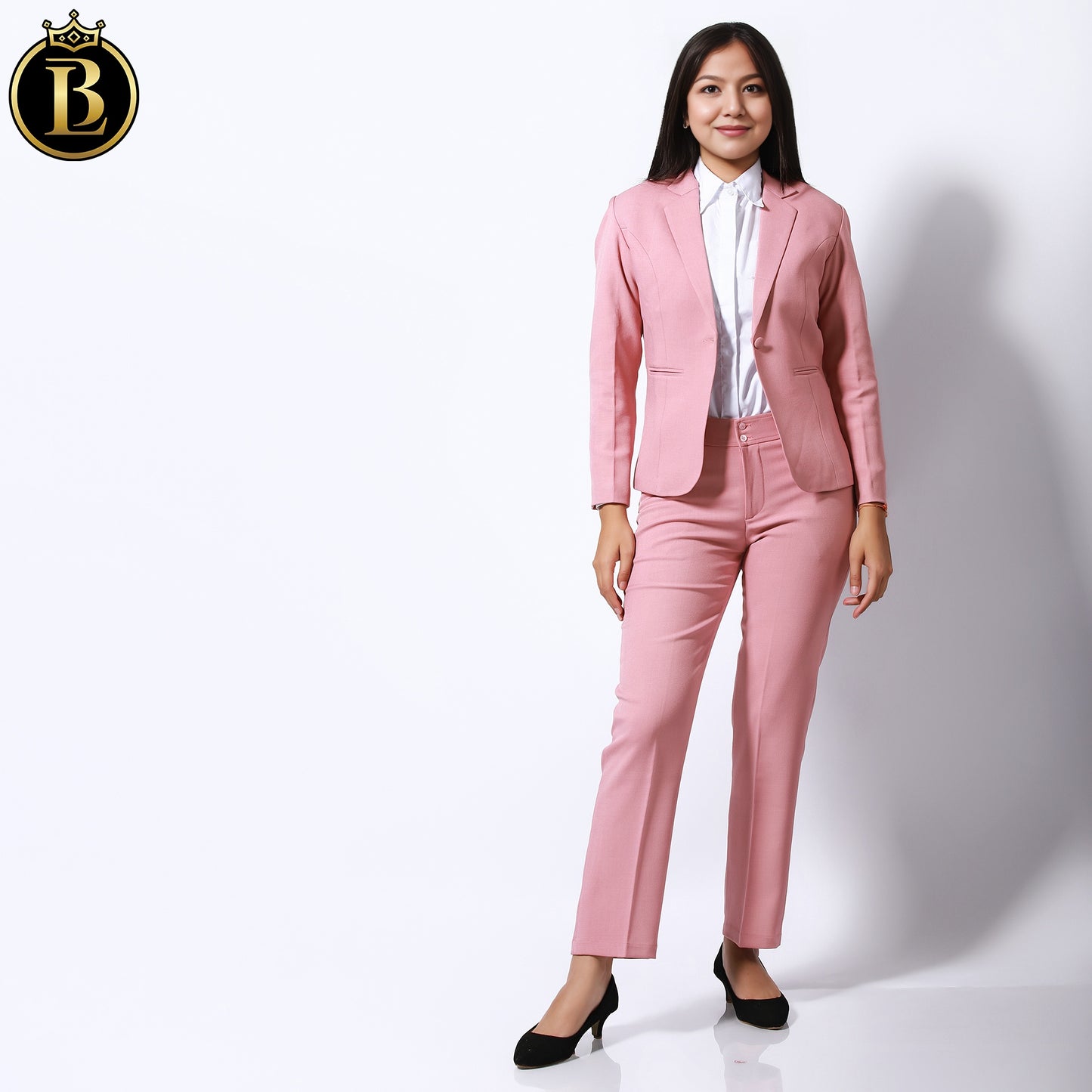 Pink  Single Button Formal Coat Pant Set