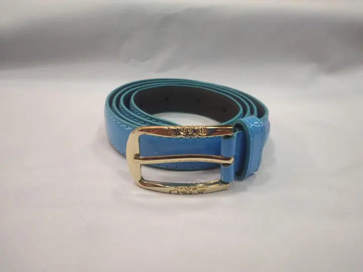 Light Blue Buckle Up Leather Belt