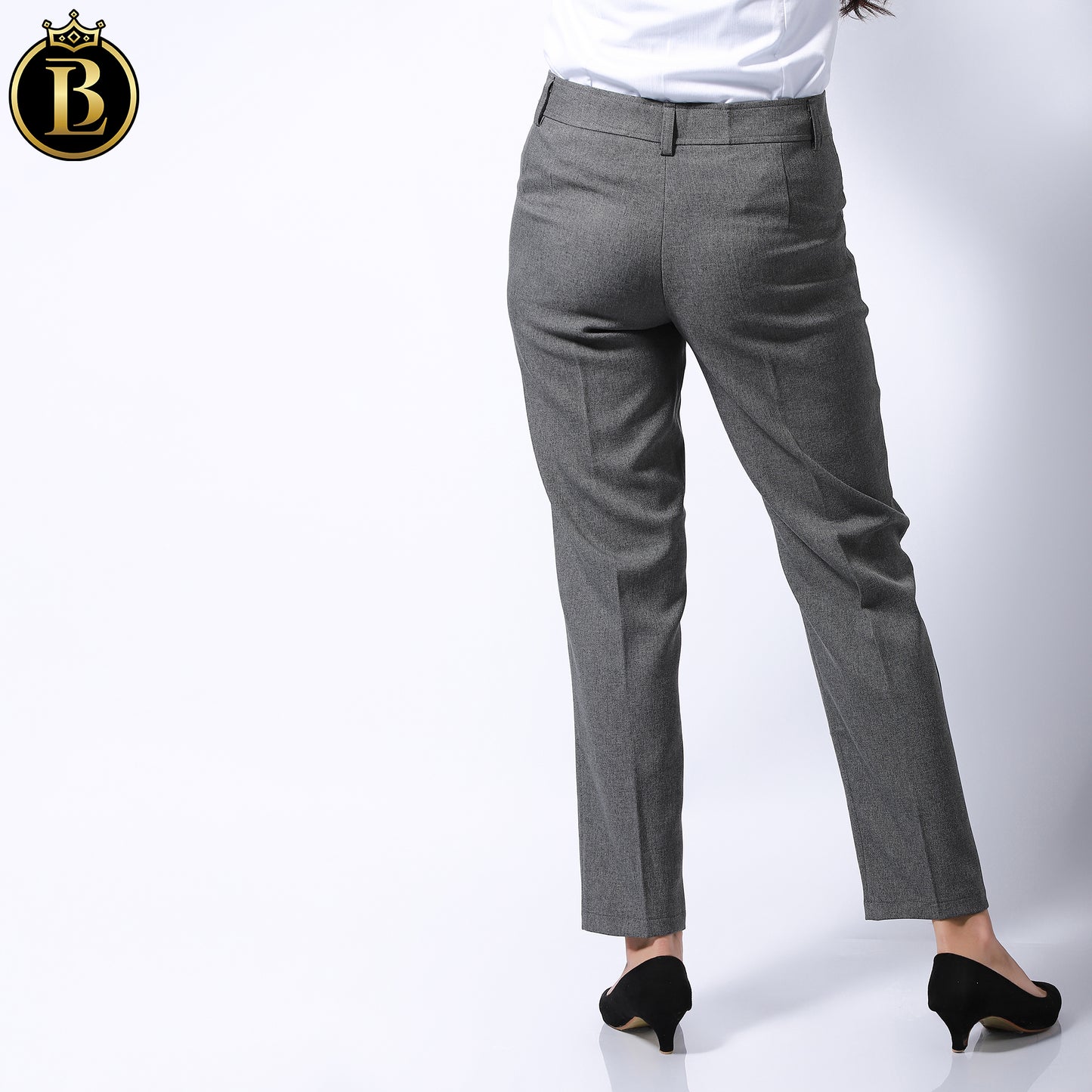 Dark Grey  Slim Fit Cotton Formal Pant