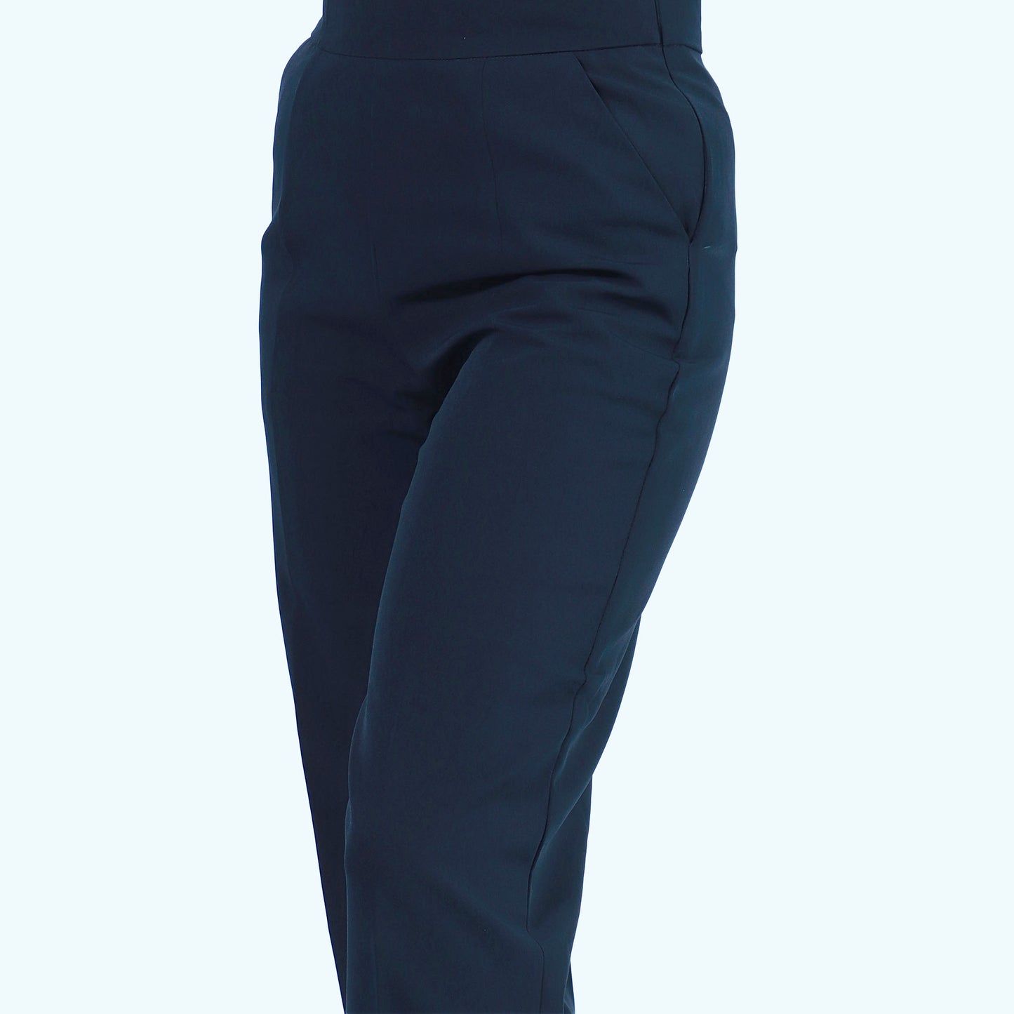 Navy Blue Solid Slim Fit Formal Pant