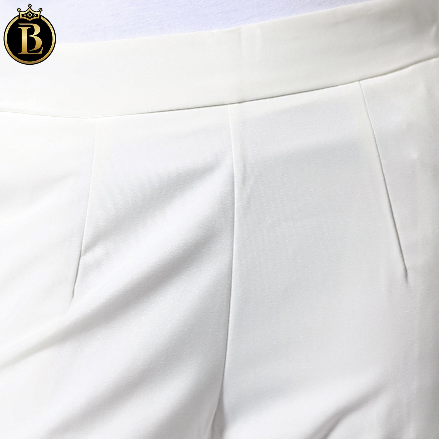 White Comfort Flared High-Rise Belly Cotton Formal Pant