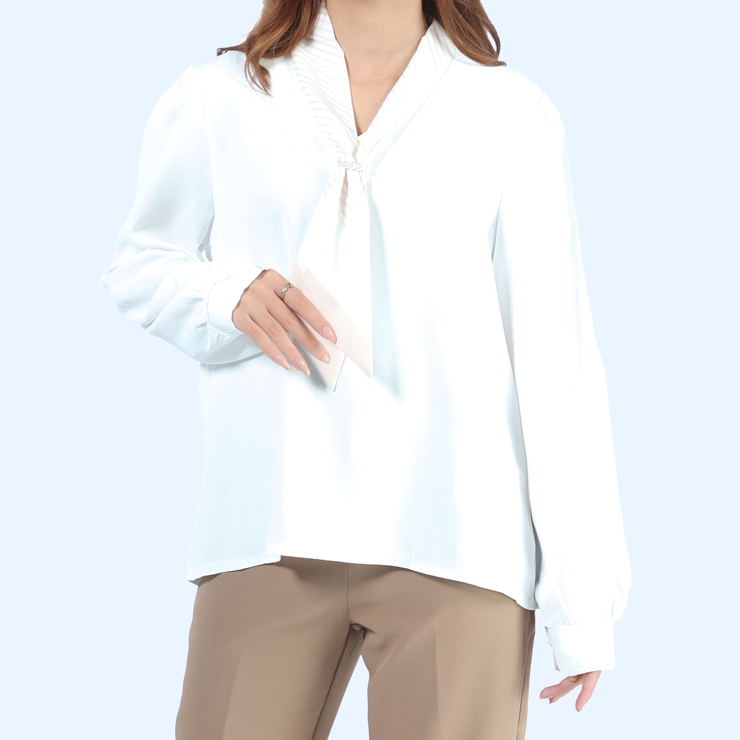 Long Sleeve Semi Formal T-shirt With Scarf
