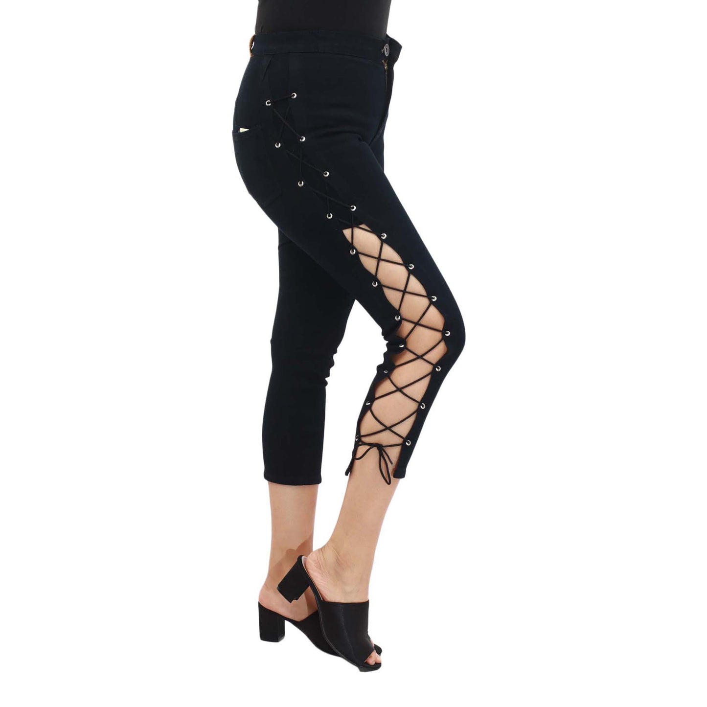 Black jeans skinny pant with lace design