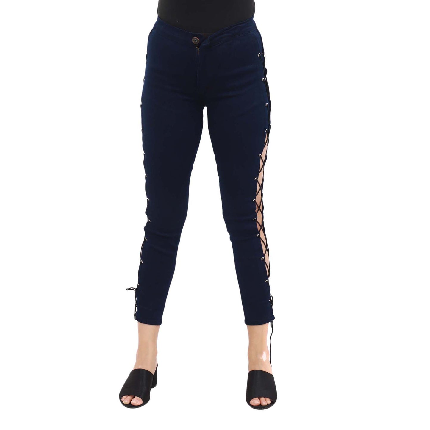 Dark blue Skinny Jeans Pant with lace design