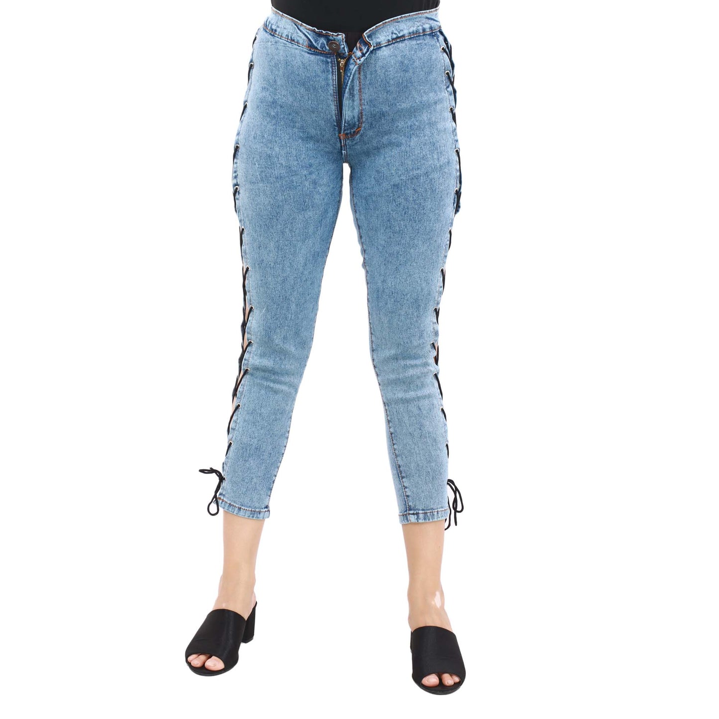 Light blue Skinny Jeans Pant with lace design (P-2636)