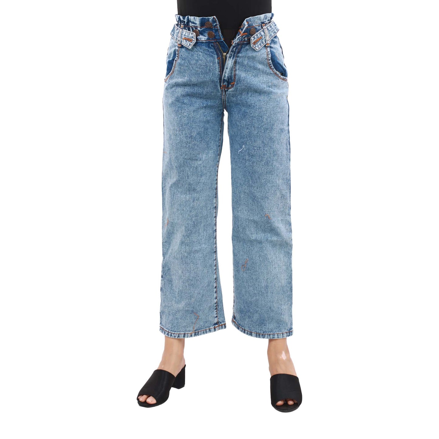 Light blue loose Wide Straight Jeans Pant