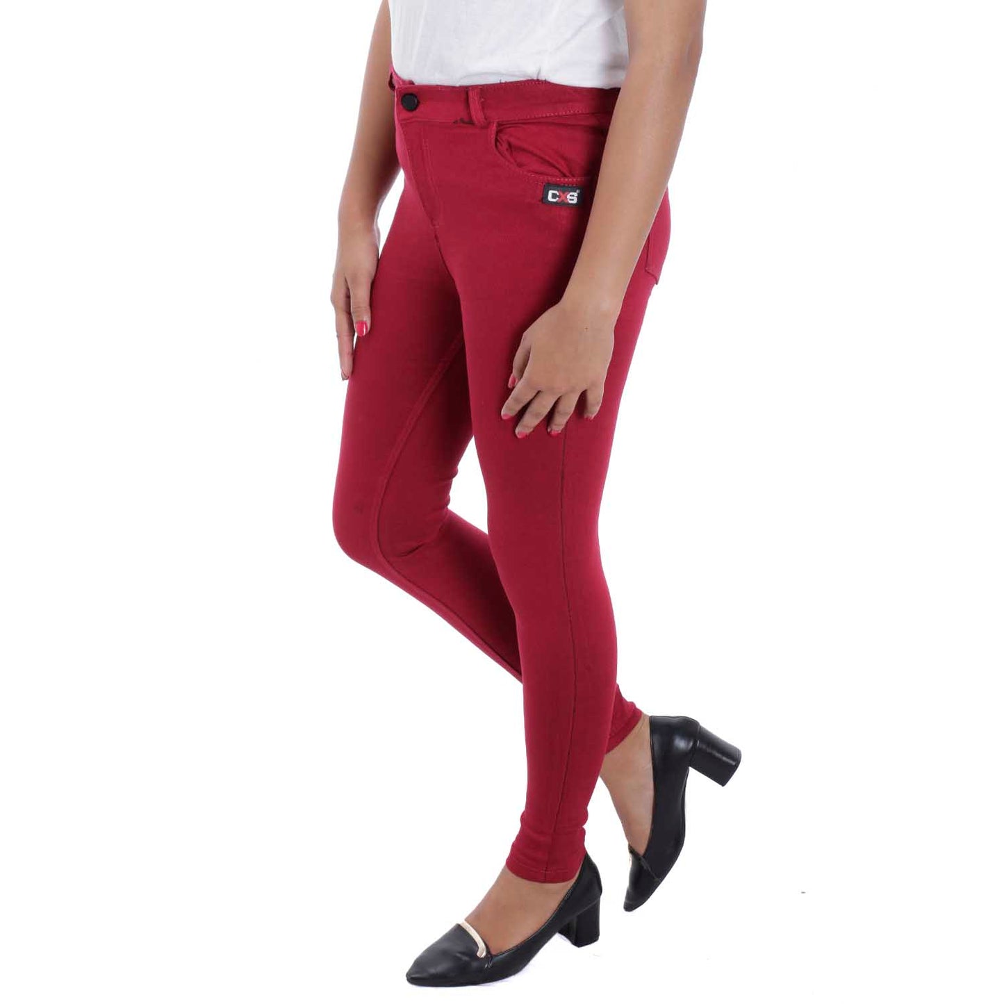 Maroon High Rise Skinny Stretchable Jeans