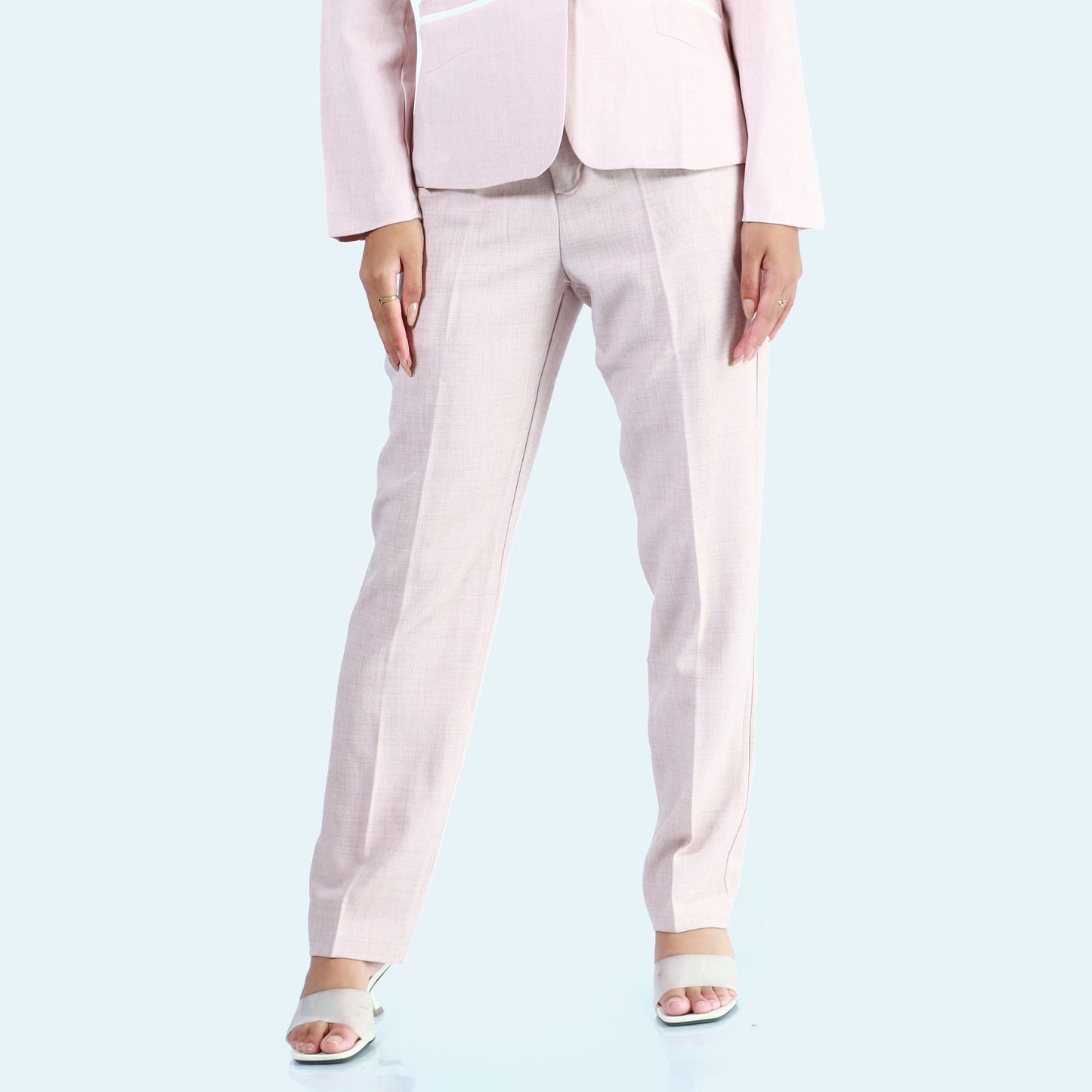 Pink Single Button Formal  Coat And Pant Set For Women